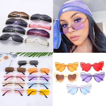 Luxury Fashion Rectangle Rimless Women Sunglasses Unisex Retro Gradient Color Eyewear UV400 Travel Vintage Sunglasses For Men