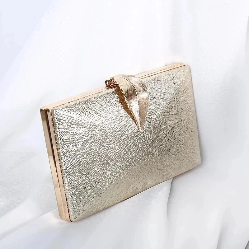 Luxy Moon Women's Wedding Clutch Bag Gold Purse Ladies Handbag Party Purse For Bridal Metal Leaf Lock Shoulder Bag  ZD1524