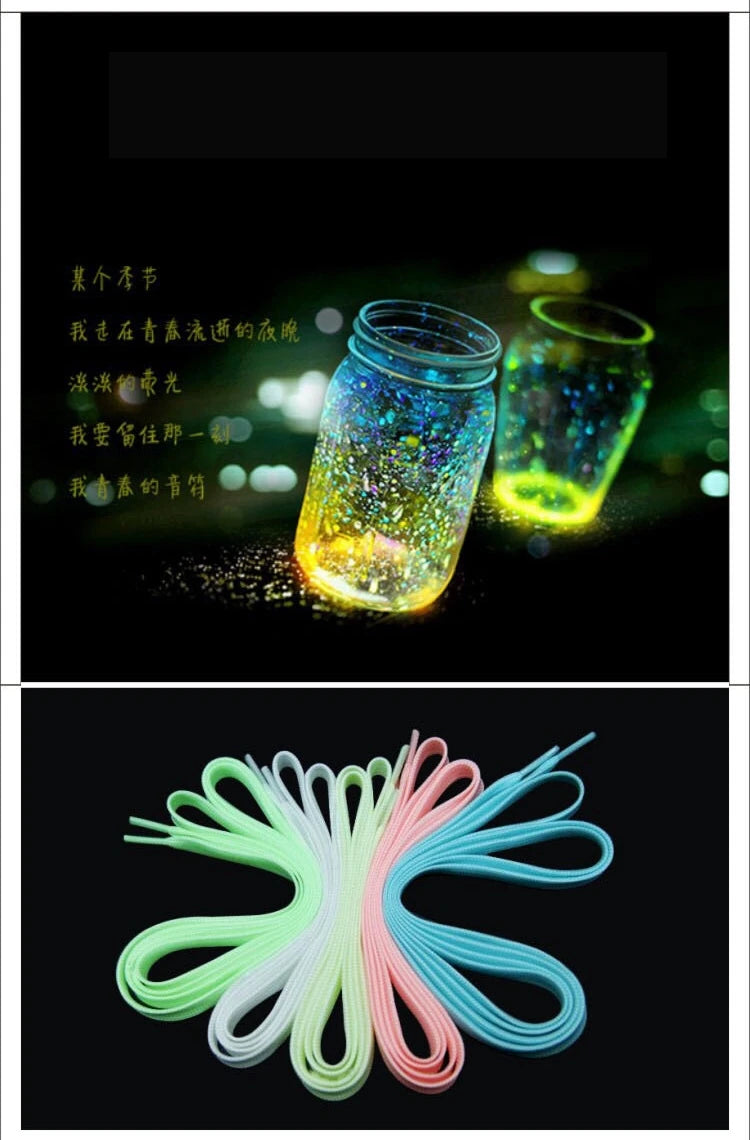 New 1 Pair Luminous Shoelaces Flat Sneakers Canvas Shoe Laces Glow In The Dark Night Color Fluorescent Shoelace 80/100/120/140cm 2024