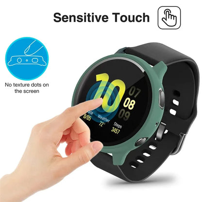 Tempered Glass+Case for Samsung Galaxy Watch Active 2 44mm 40mm Full Coverage Bumper Case Protective Cover Screen Protector