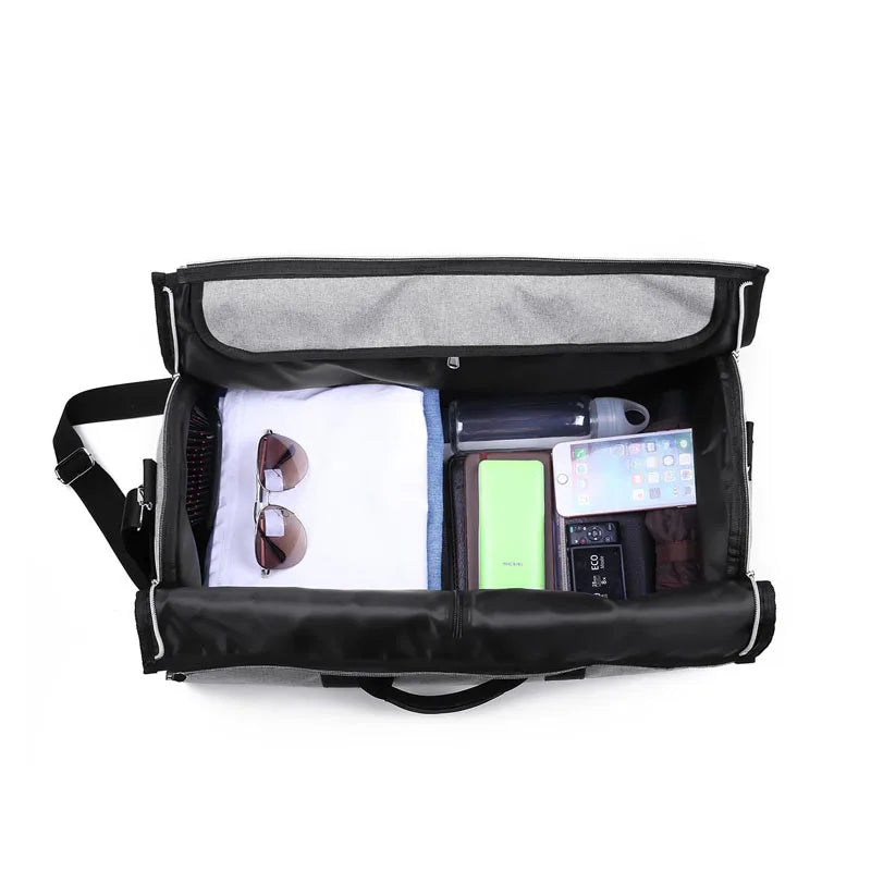 Brand waterproof travel bag men's clothing bag business travel shoulder bag 2-in-1 multi-function large luggage handbag casual h