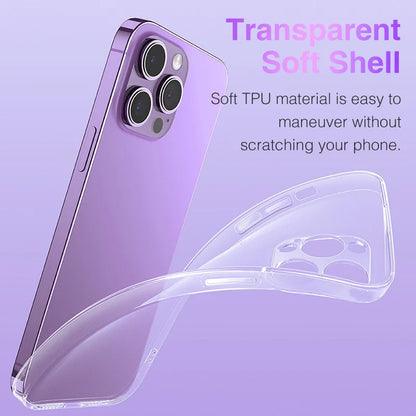 Dust Plug Soft Silicone Transparent Case for iPhone 13 12 14 Mini 11 Pro Max 6 6S 7 8 Plus X XR XS Thin TPU Back Cover Capinhas