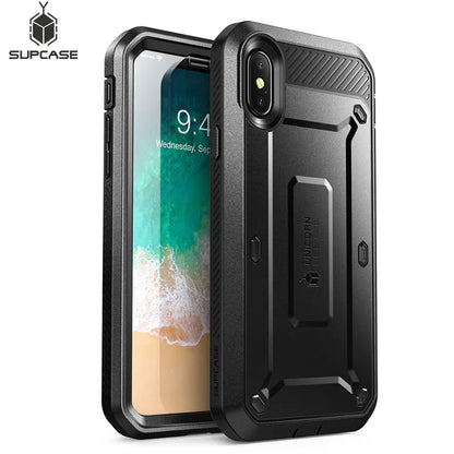 SUPCASE For iPhone X XS Case UB Pro Series Full-Body Rugged Holster Clip Cover with Built-in Screen Protector