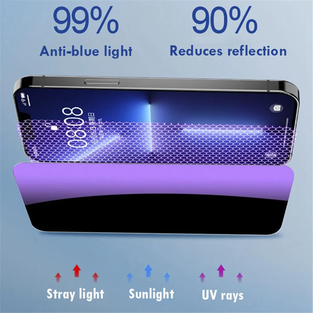 Anti Blue Light Privacy Tempered Glass Film For iPhone 14 13 12 PRO MAX 14 13 12 11 PRO XSMAX XR XS X 8 7 Plus Screen Protector