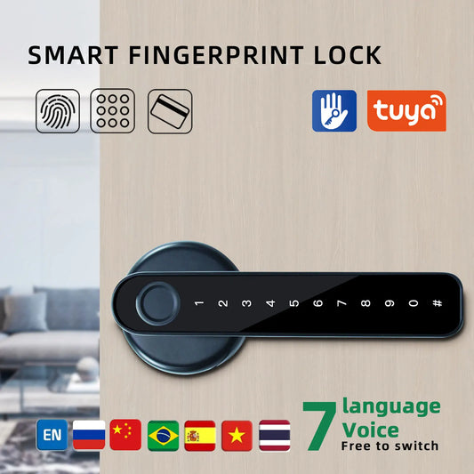 Wifi Fingerprint Door Lock APP Remotely Open Smart Door Handle Password Keyless Electric Lock for Home Gateway