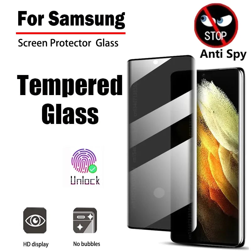 Privacy Tempered Glass Samsung Galaxy S23 Ultra Screen Protector For S22 S21 Plus Note 20 Anti Spy Fingerprint unlocking 5G Film