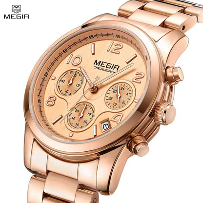 MEGIR Luxury Quartz Women Watches Relogio Feminino Fashion Sport Wristwatch Lady Business Watch Clock Top Brand Chronograph 2057