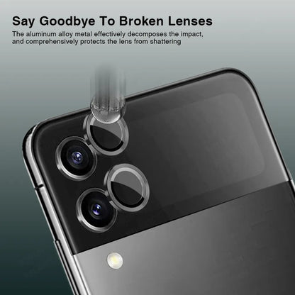 9D Curved Tempered Glass Metal Ring Camera Protector Cover For Samsung Galaxy Z Flip4 Flip 4 ZFlip4 Rear Lens Film Protect Cap