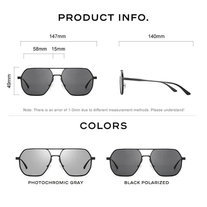 CAPONI Men Sunglasses Photochromic Polarized Sun Glasses Eye Protection Anti UV Ray Fashion Retro Eyewear gafas de sol BS8692