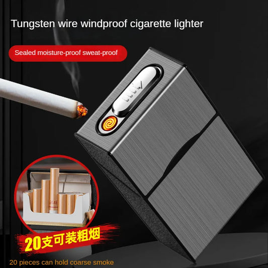 20 Cigarette Case Lighter Box USB Rechargeable Electric Cases Smoking Accessories Portable Windproof Free Shipping Gifts For Men