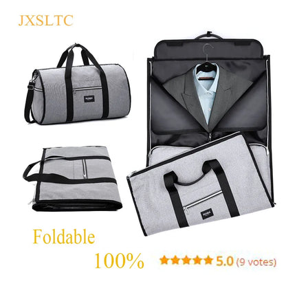 Brand waterproof travel bag men's clothing bag business travel shoulder bag 2-in-1 multi-function large luggage handbag casual h