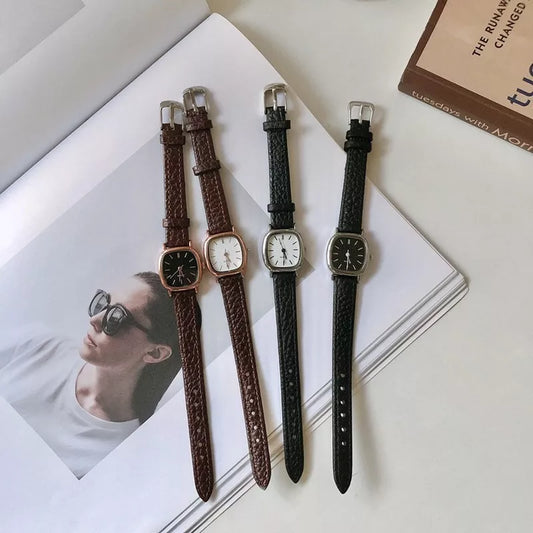 Women's Simple Vintage Watches for Women Dial Wristwatch Leather Strap Wrist Watch High Quality Ladies Casual Bracelet Watches