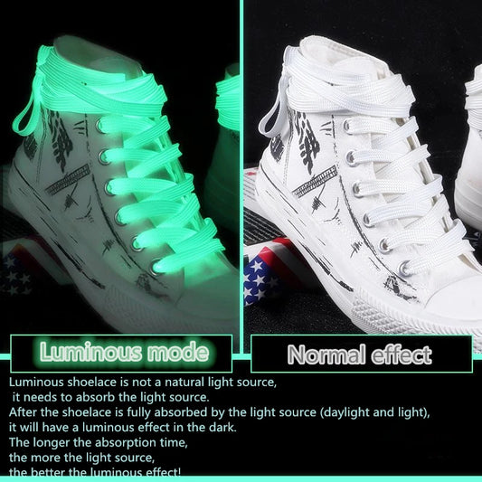 New 1 Pair Luminous Shoelaces Flat Sneakers Canvas Shoe Laces Glow In The Dark Night Color Fluorescent Shoelace 80/100/120/140cm 2024