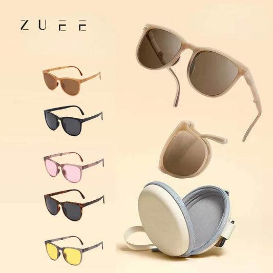 ZUEE Ins Folding Sunglasses Women Sun Glasses Men Vision Driving Eyewear Portable Sunglass wIth Glasses Case очки