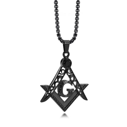 Masonic G Freemasonry Crest Necklace, Men Neclace, Stainless Steel Mason Masonic Symbol Pendant for Men Jewlery