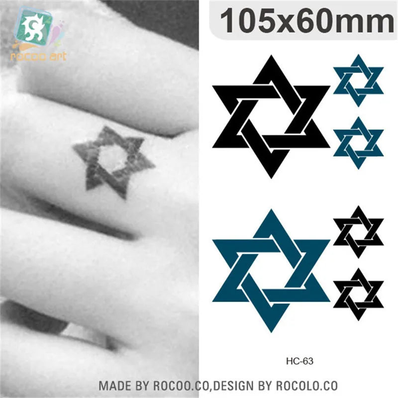 Body Art Waterproof Temporary Tattoos For Men Women Classics 3d Star Design Flash Tattoo Sticker Free Shipping HC1008