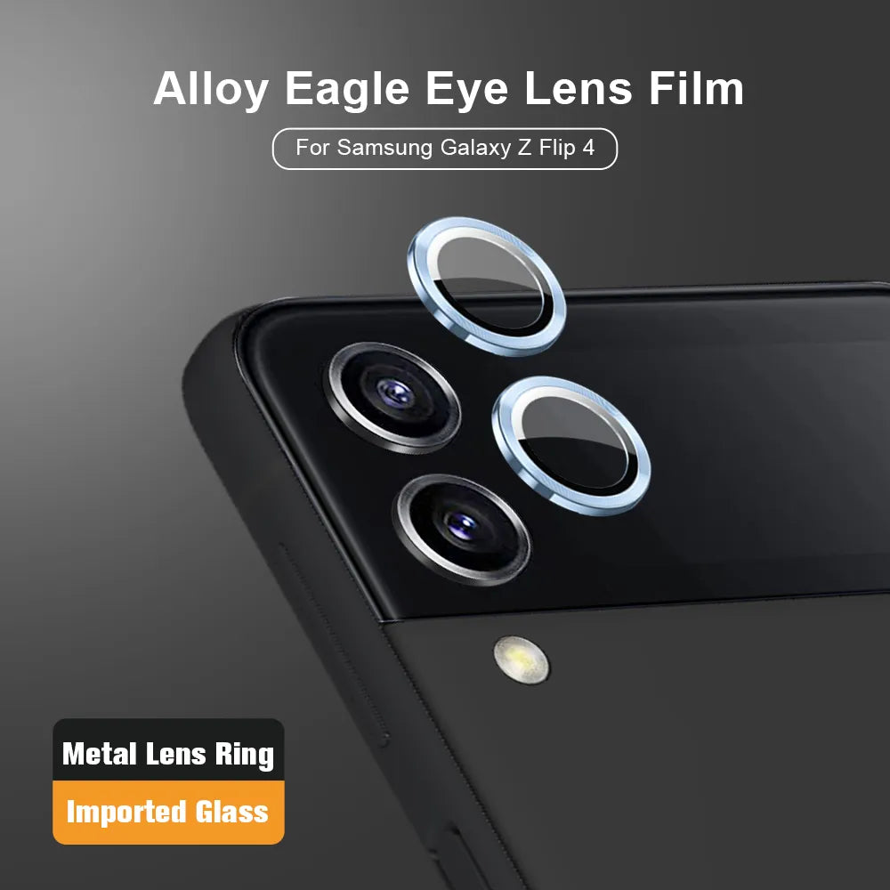 9D Curved Tempered Glass Metal Ring Camera Protector Cover For Samsung Galaxy Z Flip4 Flip 4 ZFlip4 Rear Lens Film Protect Cap