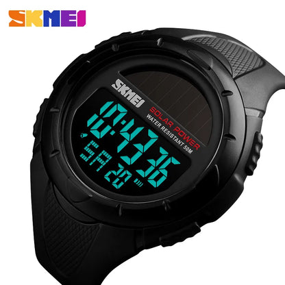 SKMEI Men Luminous Watches Sport Digital Mens Wristwatches Solar For Power Enviormentally Alarm Male Clock reloj hombre 1405