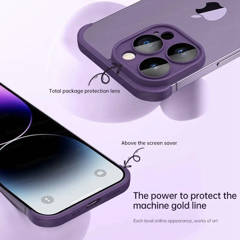 Lens Protector Corner Pad Case For iPhone 14 Pro Max 14Plus 100% Real Bare TPU Silicone Cover For iPhone 12 13 15 Pro Max Cover