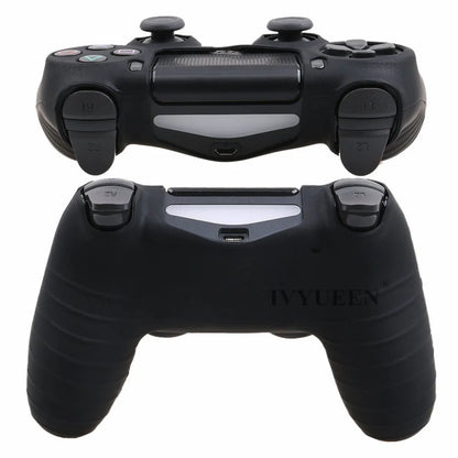 IVYUEEN Soft Silicone Rubber Case for Sony PlayStation Dualshock 4 PS4 DS4 Pro Slim Controller Skin Cover + 2 Thumb Grips Caps