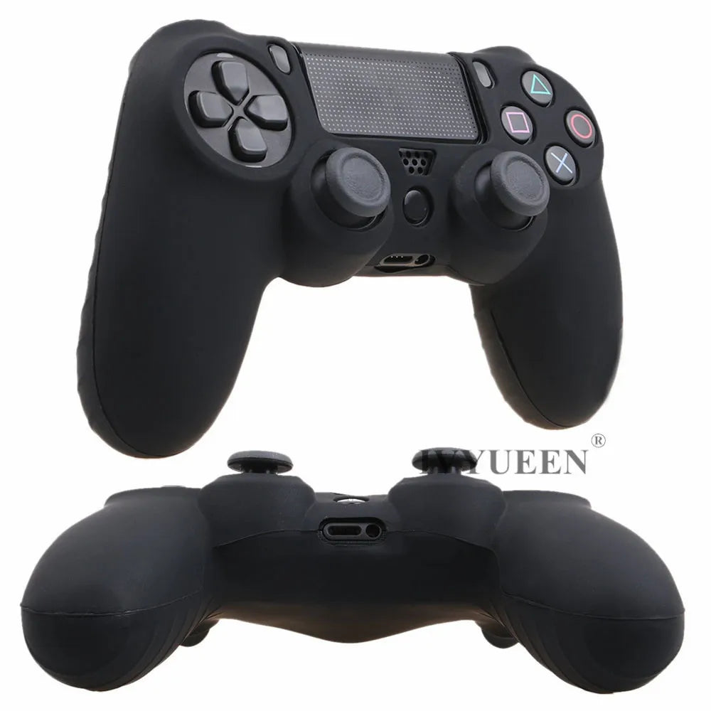 IVYUEEN Soft Silicone Rubber Case for Sony PlayStation Dualshock 4 PS4 DS4 Pro Slim Controller Skin Cover + 2 Thumb Grips Caps