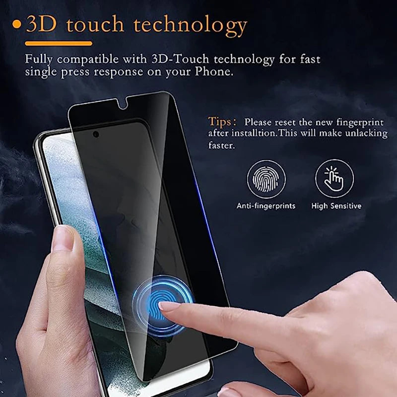 Privacy Tempered Glass Samsung Galaxy S23 Ultra Screen Protector For S22 S21 Plus Note 20 Anti Spy Fingerprint unlocking 5G Film