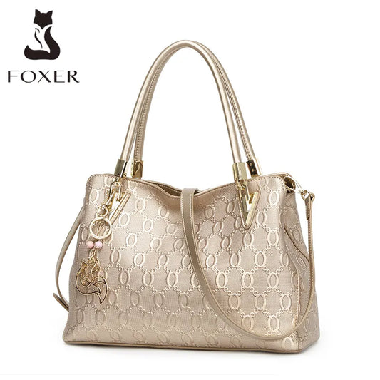 FOXER Women Crossbody Shoulder Bag Female Split Leather Handbag Fashion Lady Tote High Capacity Top Handle All-match Office Bags