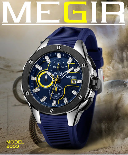 MEGIR Men Sport Military Watch Luxury Luminous Chronograph Quartz Watches Clock Calendar Waterproof Wristwatch Relogio Masculino