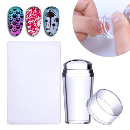Biutee Transparent Nail Stamper With Scraper Jelly Silicone Stamp For French Nails Manicuring Kits Nail Art Stamping Tool Set