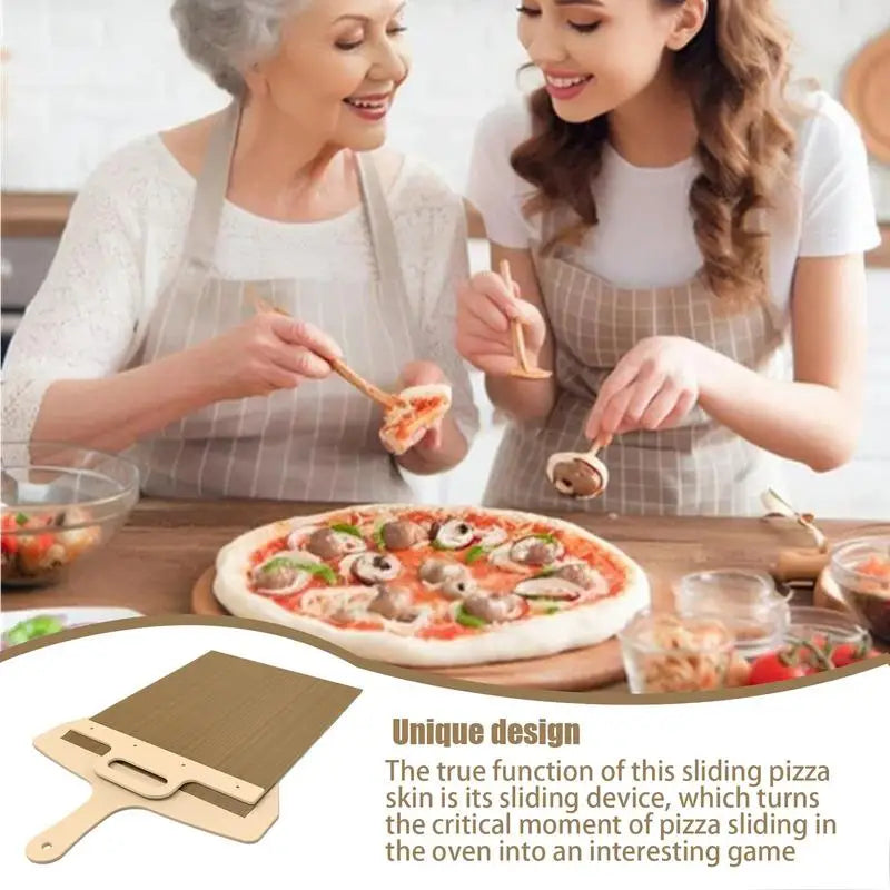 Non Stick Sliding Pizza Peel Spatula With Detachable Wood Handle Bread Baking Kitchen Tools Pizza Transfer Slider Gadgets