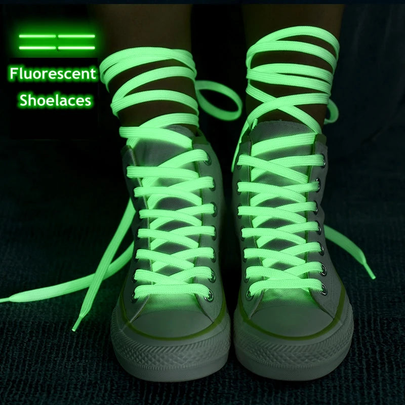 New 1 Pair Luminous Shoelaces Flat Sneakers Canvas Shoe Laces Glow In The Dark Night Color Fluorescent Shoelace 80/100/120/140cm 2024