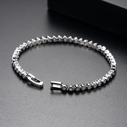 LUOTEEMI Brand Hot Selling Women Tennis Bracelet Luxury Round Clear CZ Beads Tennis Bangles for Men bijoux femme Unusual Jewelry