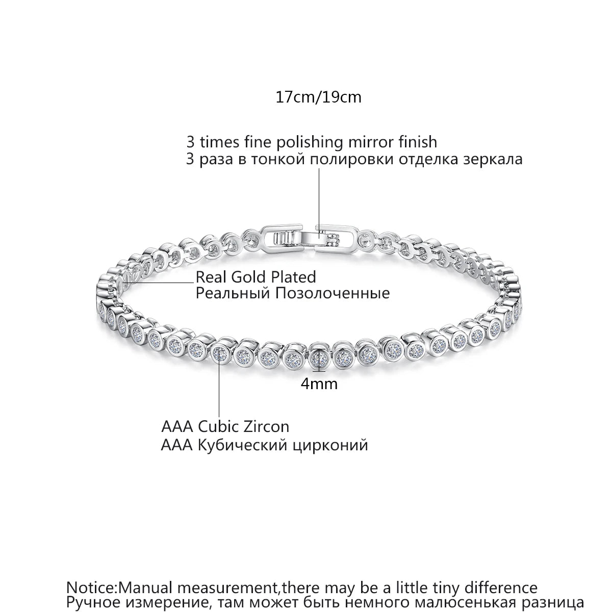 LUOTEEMI Brand Hot Selling Women Tennis Bracelet Luxury Round Clear CZ Beads Tennis Bangles for Men bijoux femme Unusual Jewelry