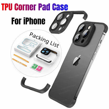 Lens Protector Corner Pad Case For iPhone 14 Pro Max 14Plus 100% Real Bare TPU Silicone Cover For iPhone 12 13 15 Pro Max Cover