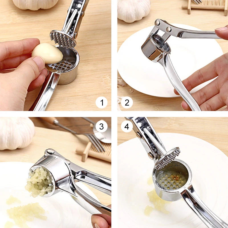 Home Kitchen Stainless Steel Garlic Crusher Kitchen Cooking Vegetable Ginger Juicer Crusher Handheld Ginger Crushing Tool